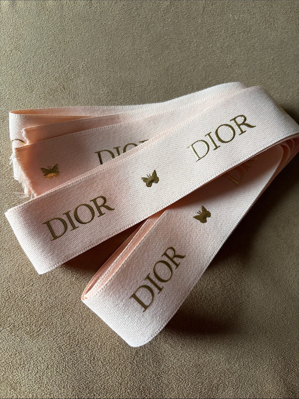 Dior Pale Pink Ribbon with Gold Logo and Motifs